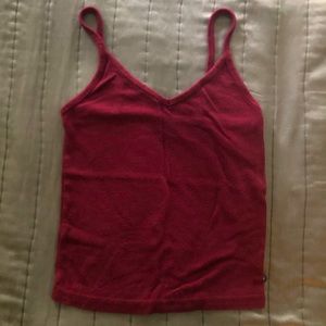Maroon V Neck Cropped Tank